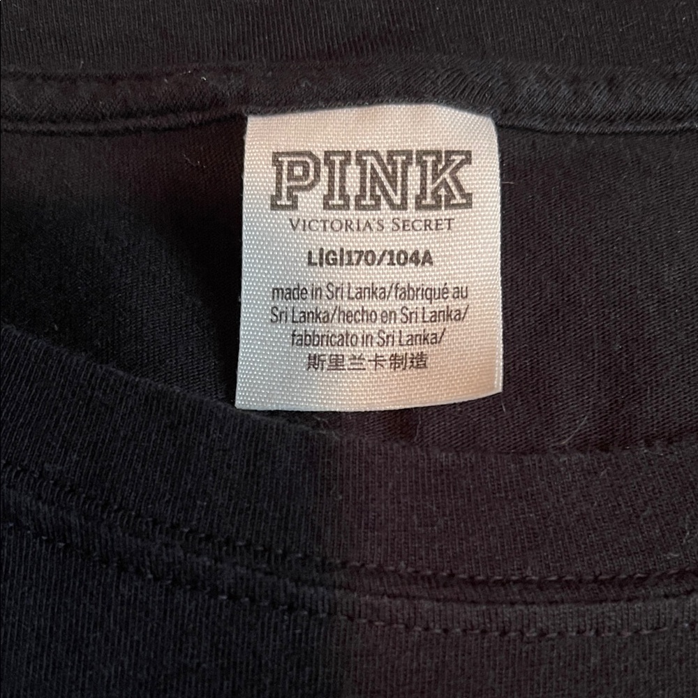 PINK Victoria's Secret Black Crewneck Logo Tee - Picture 2 of 5